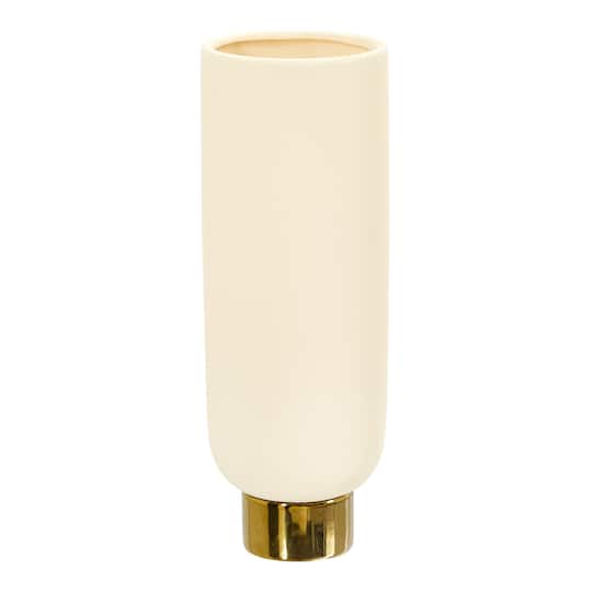 12.75" Elegance Ceramic Cylinder Vase with Gold Accents